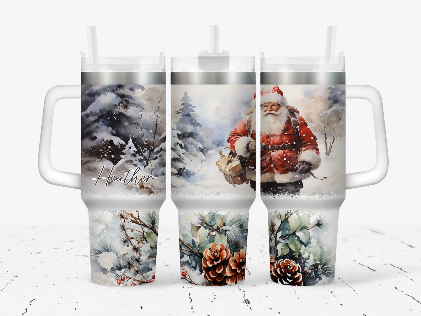 40oz Tumbler | Snowy Santa