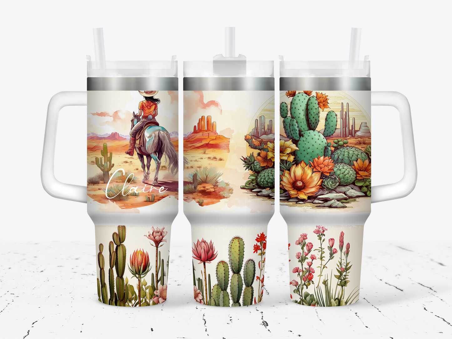 40oz Tumbler | Cowgirl Desert Cactus