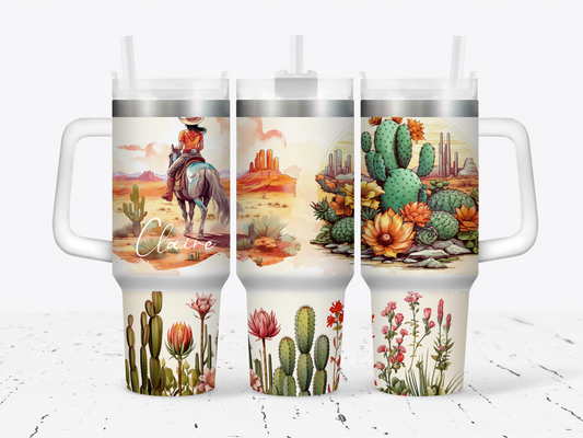 40oz Tumbler | Cowgirl Desert Cactus