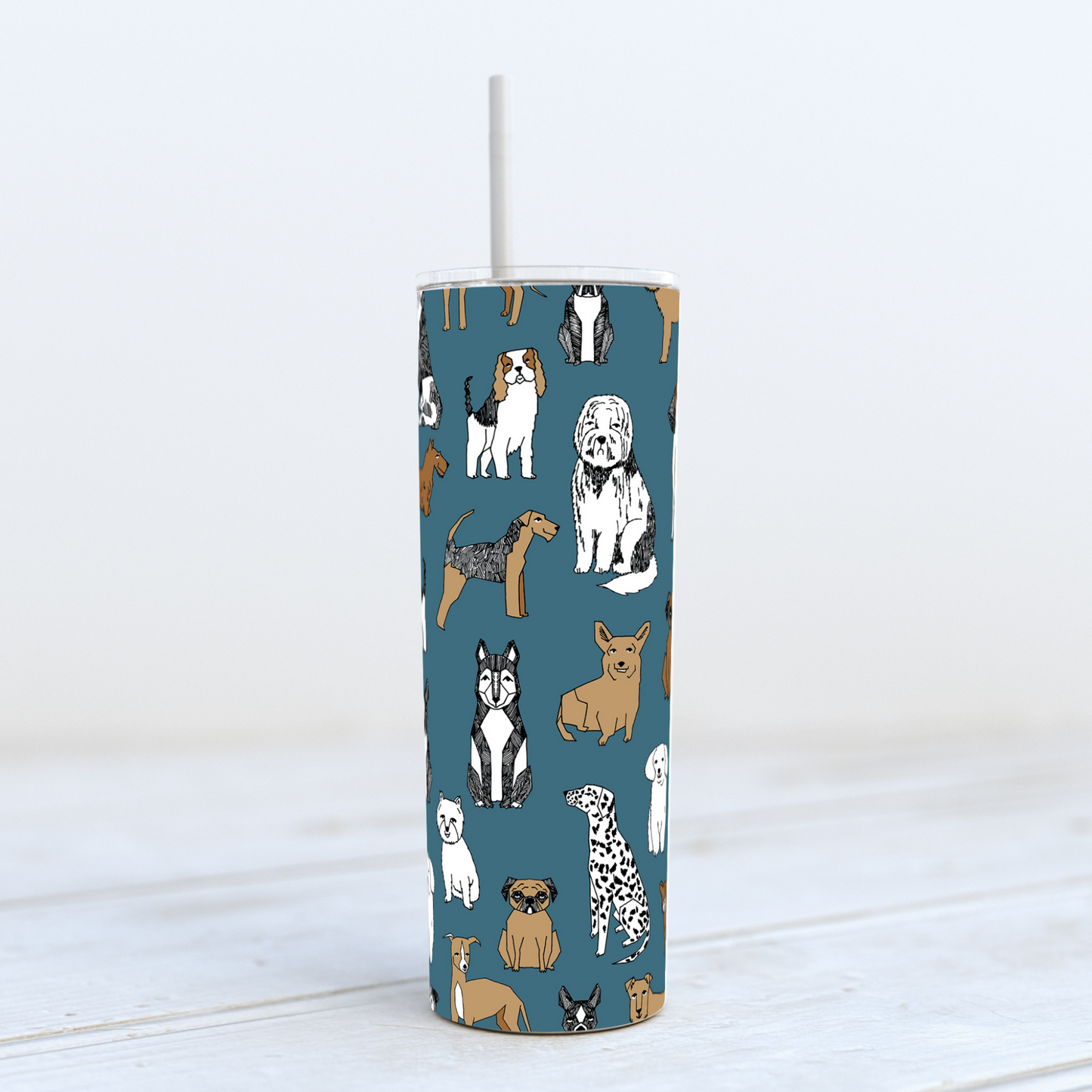 Thermal Tumbler 20oz - Teal Dogs