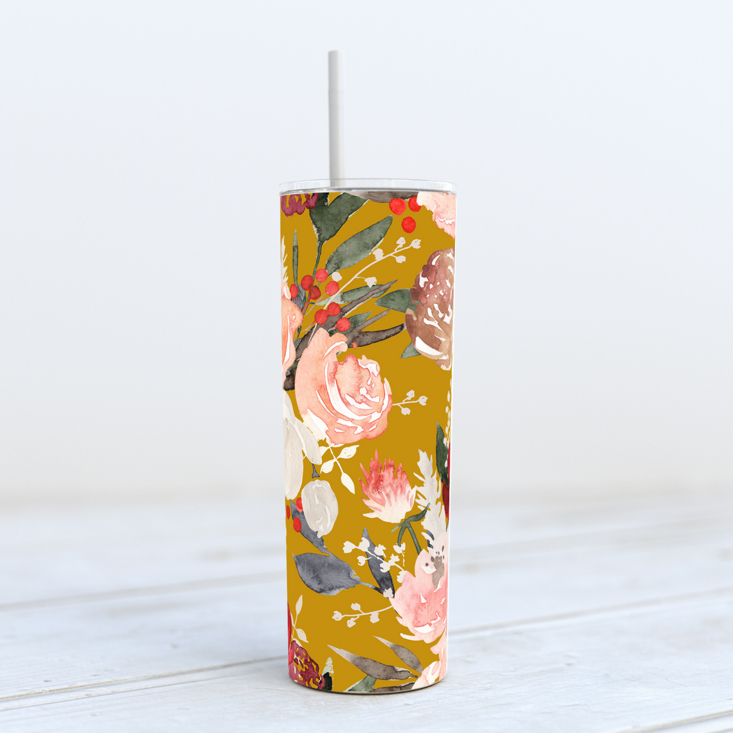 Thermal Tumbler 20oz - Mustard Floral