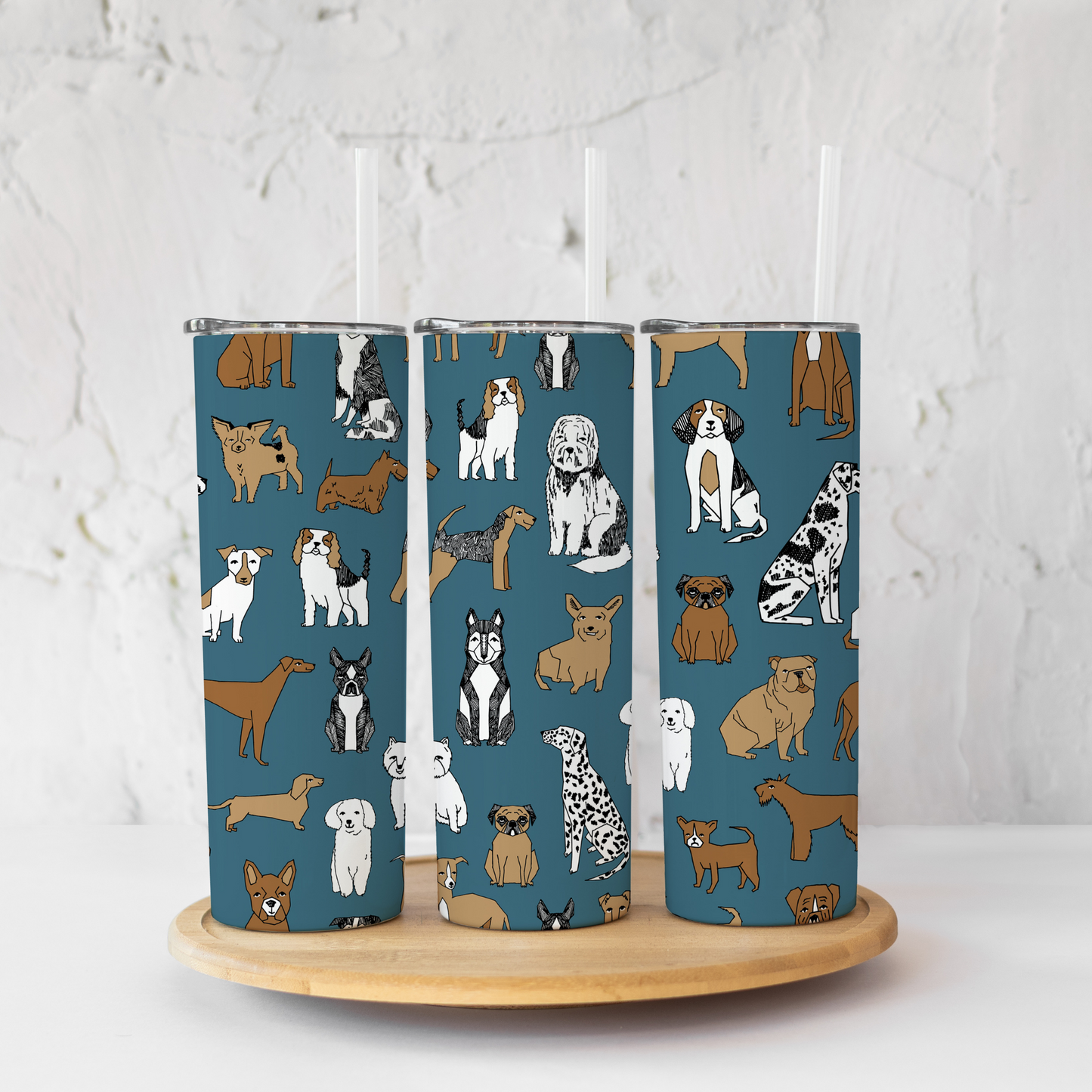 Thermal Tumbler 20oz - Teal Dogs