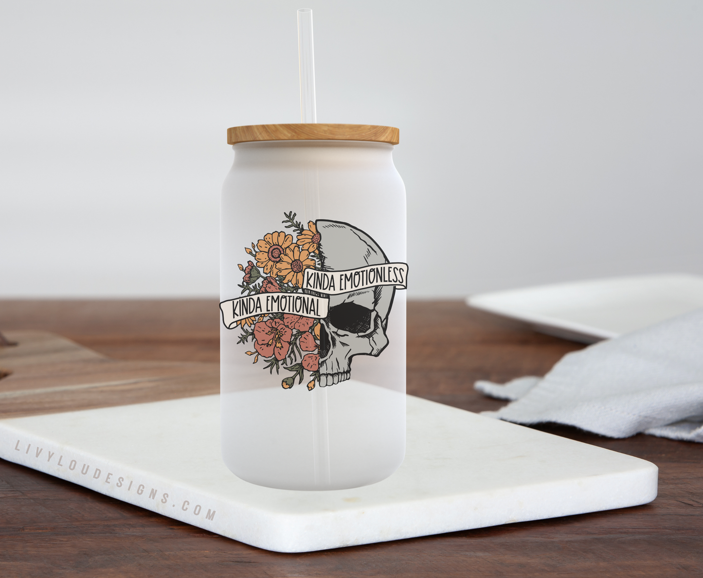 Kinda Emotional Kinda Emotionless - Frosted Can Glass