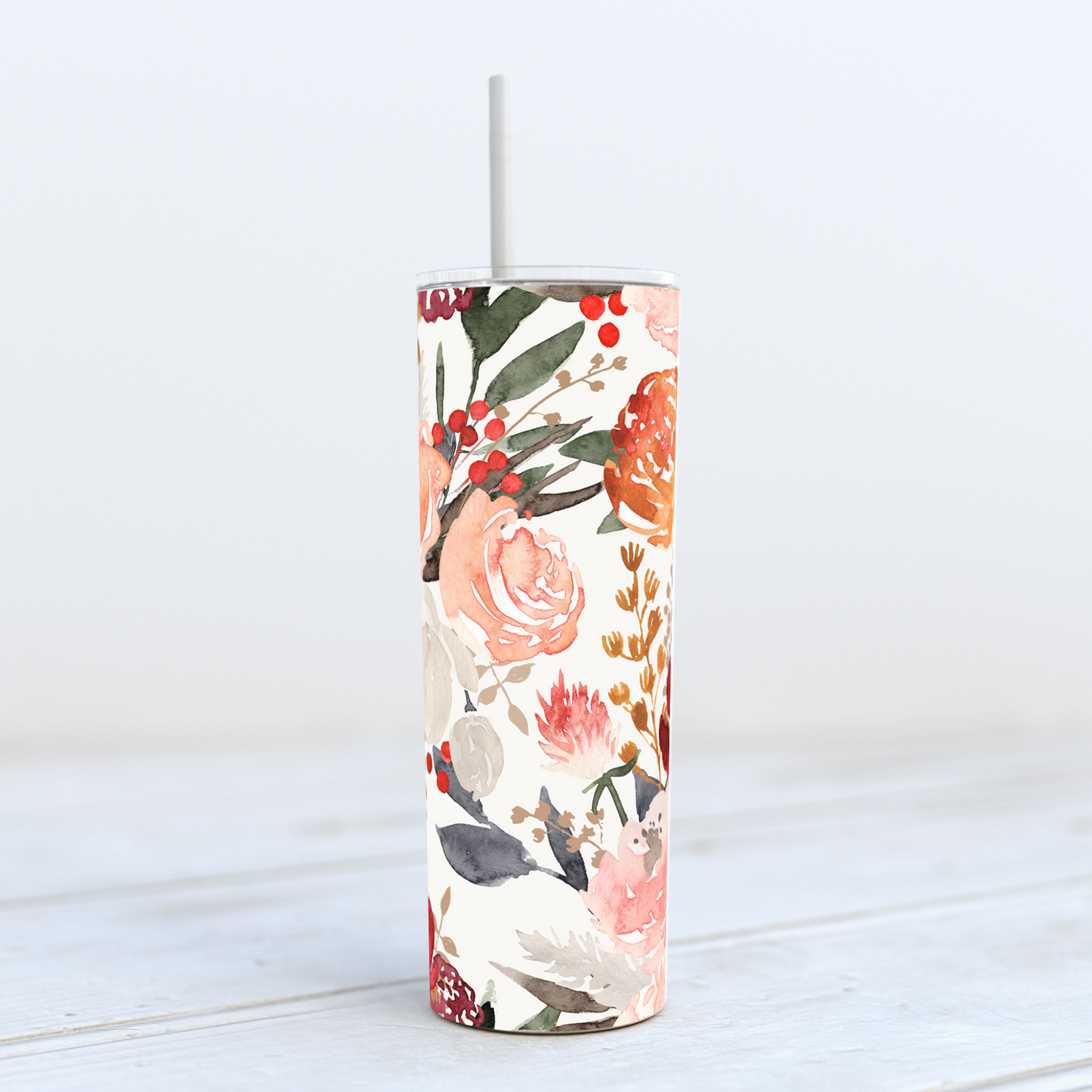 Thermal Tumbler 20oz - White Floral