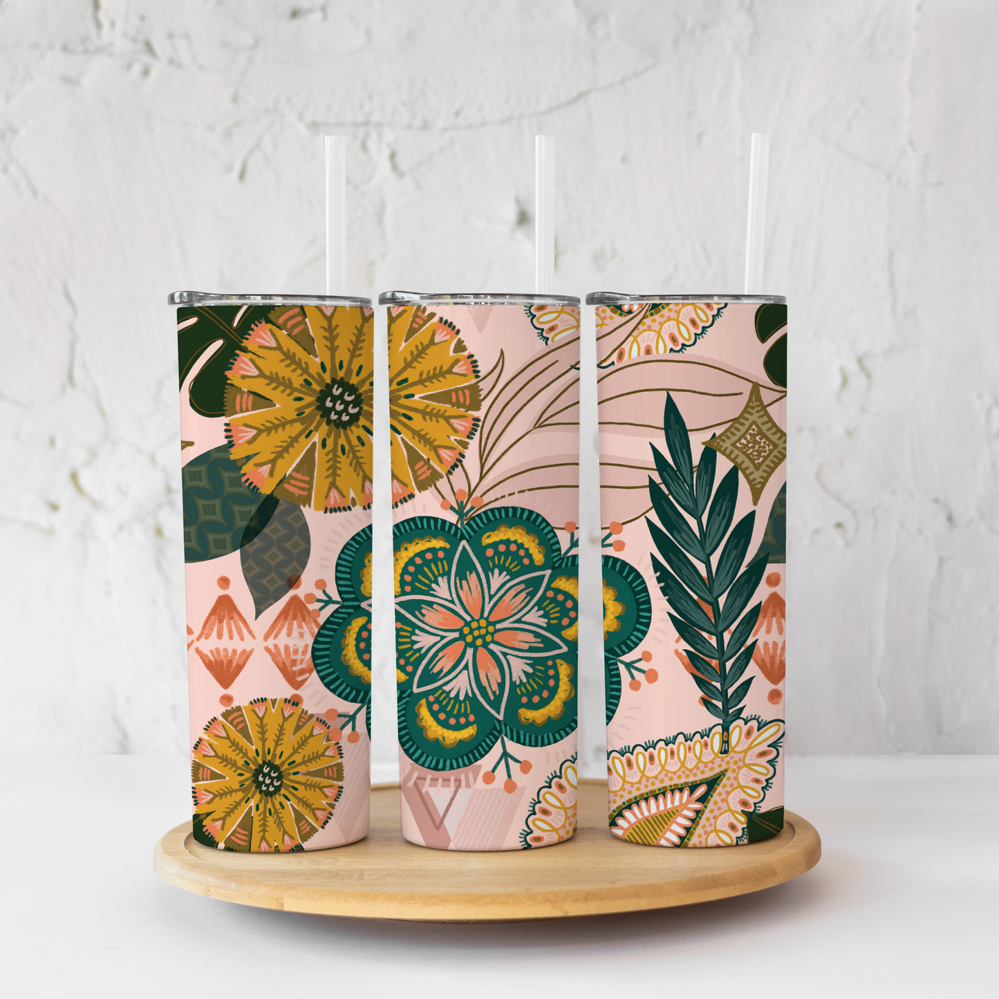 Thermal Tumbler 20oz - Pink Boho