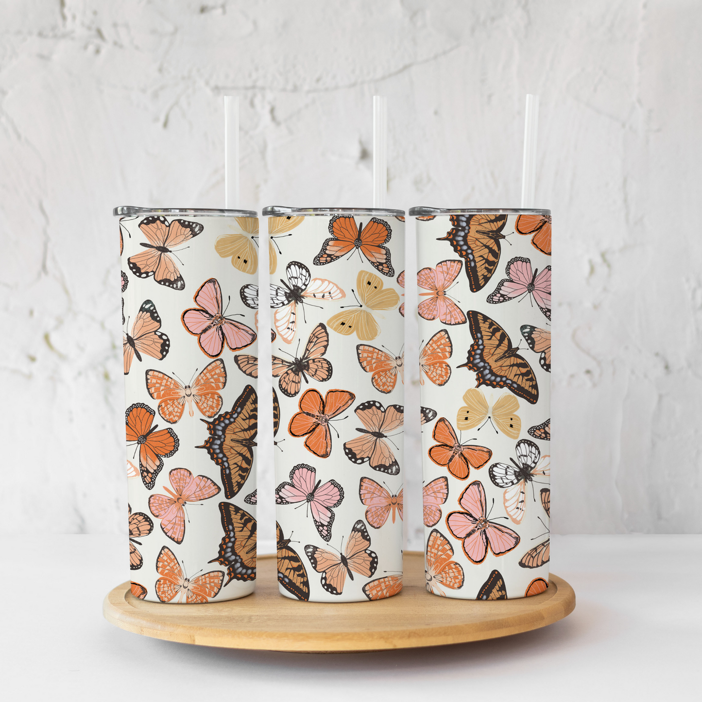 Thermal Tumbler 20oz - White Butterfly