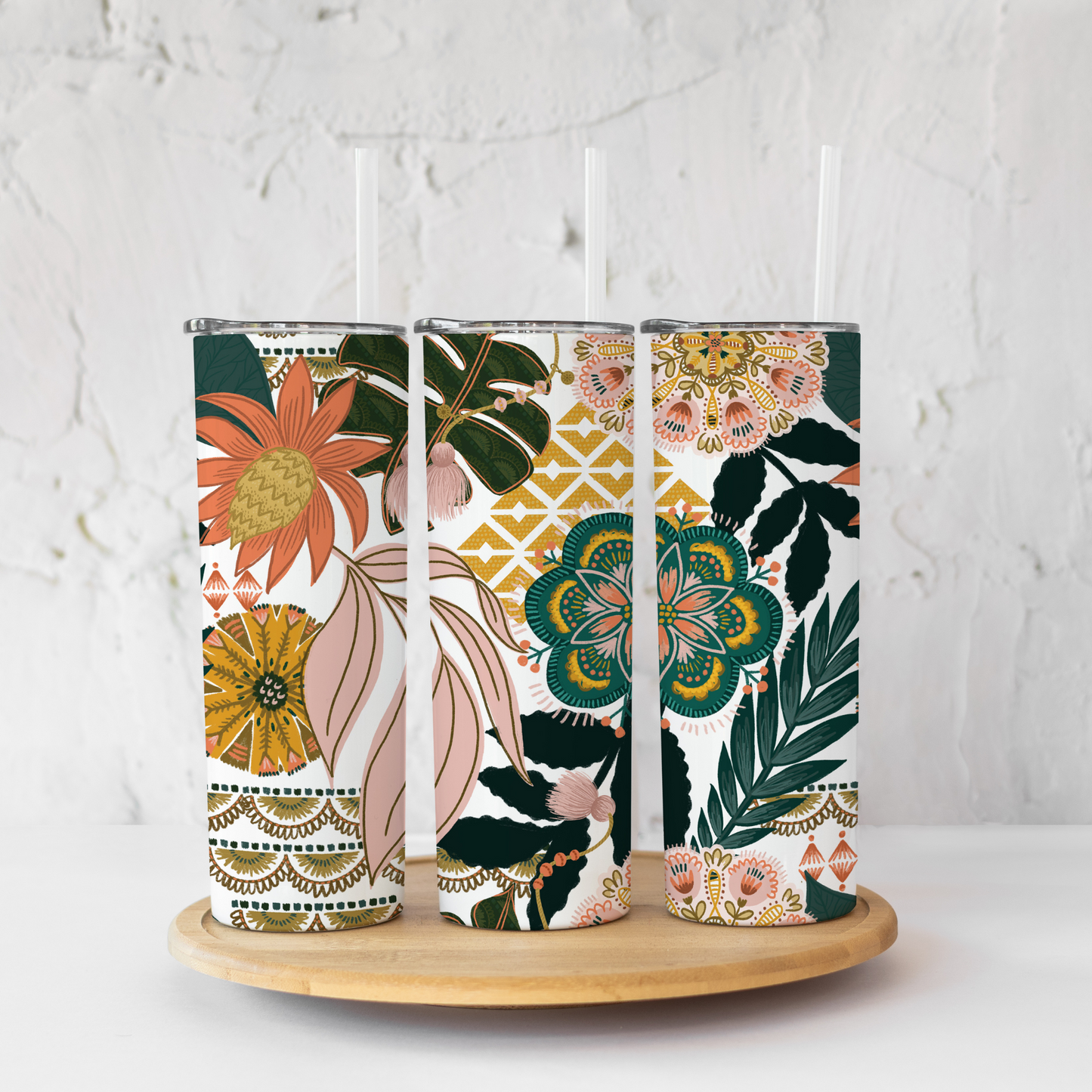 Thermal Tumbler 20oz - White Boho