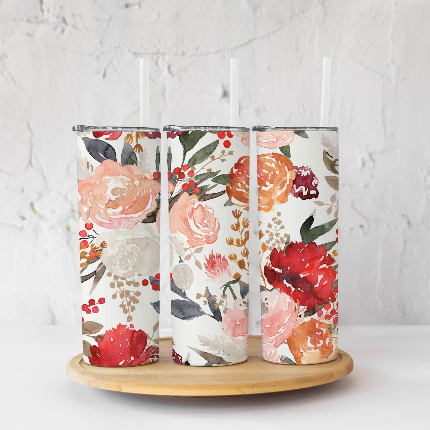 Thermal Tumbler 20oz - White Floral