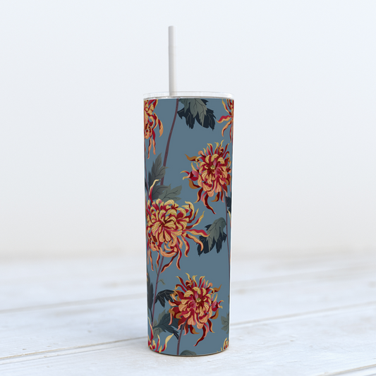 Thermal Tumbler 20oz - Blue Chrysanthemum