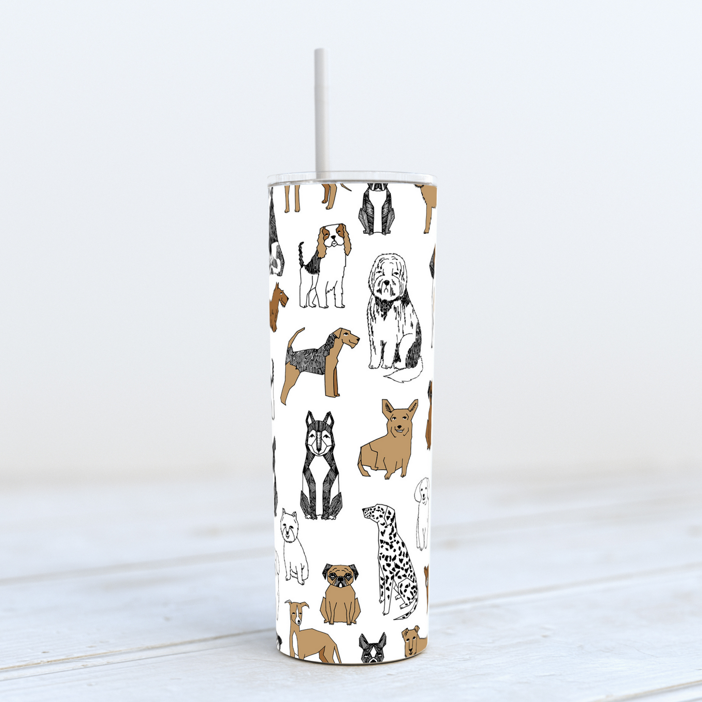 Thermal Tumbler 20oz - White Dogs
