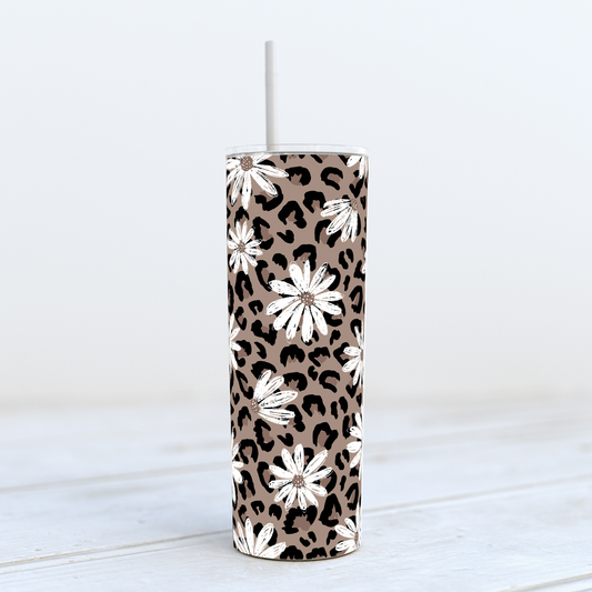 Thermal Tumbler 20oz - Daisy Leopard
