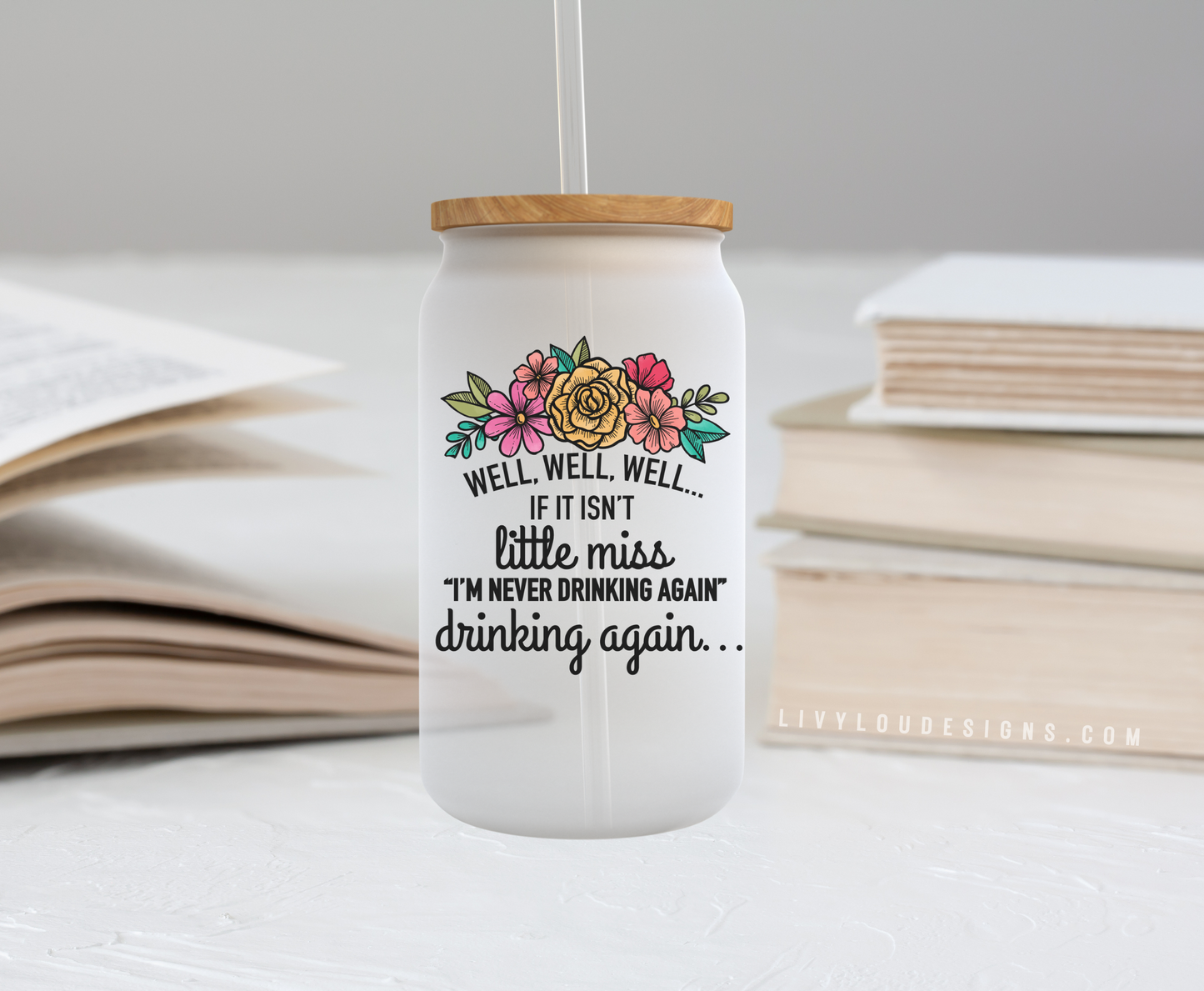 Little Miss Never Drinking Again - Frosted Can Glass