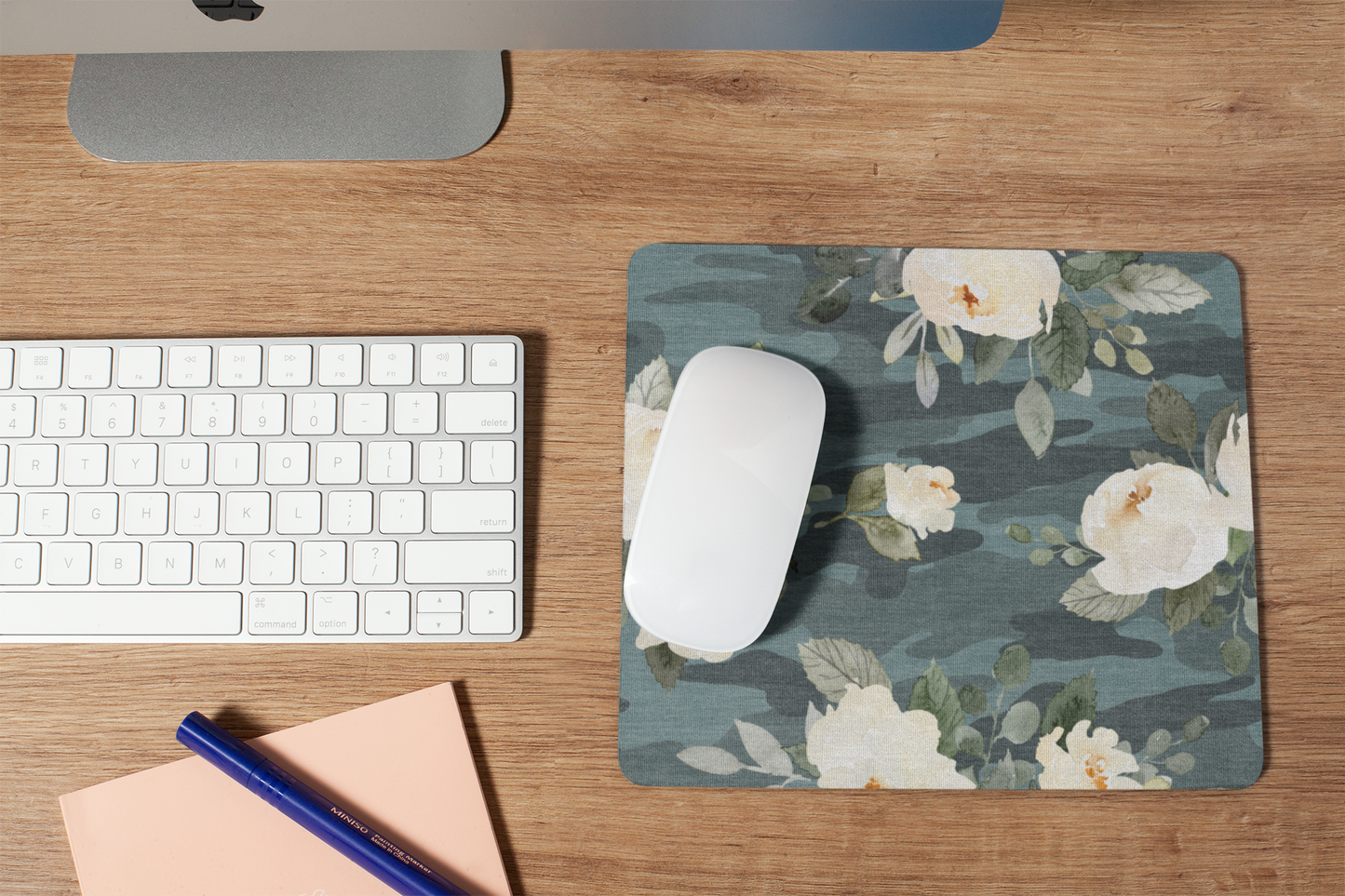 Teal Camo Floral Mouse Pad