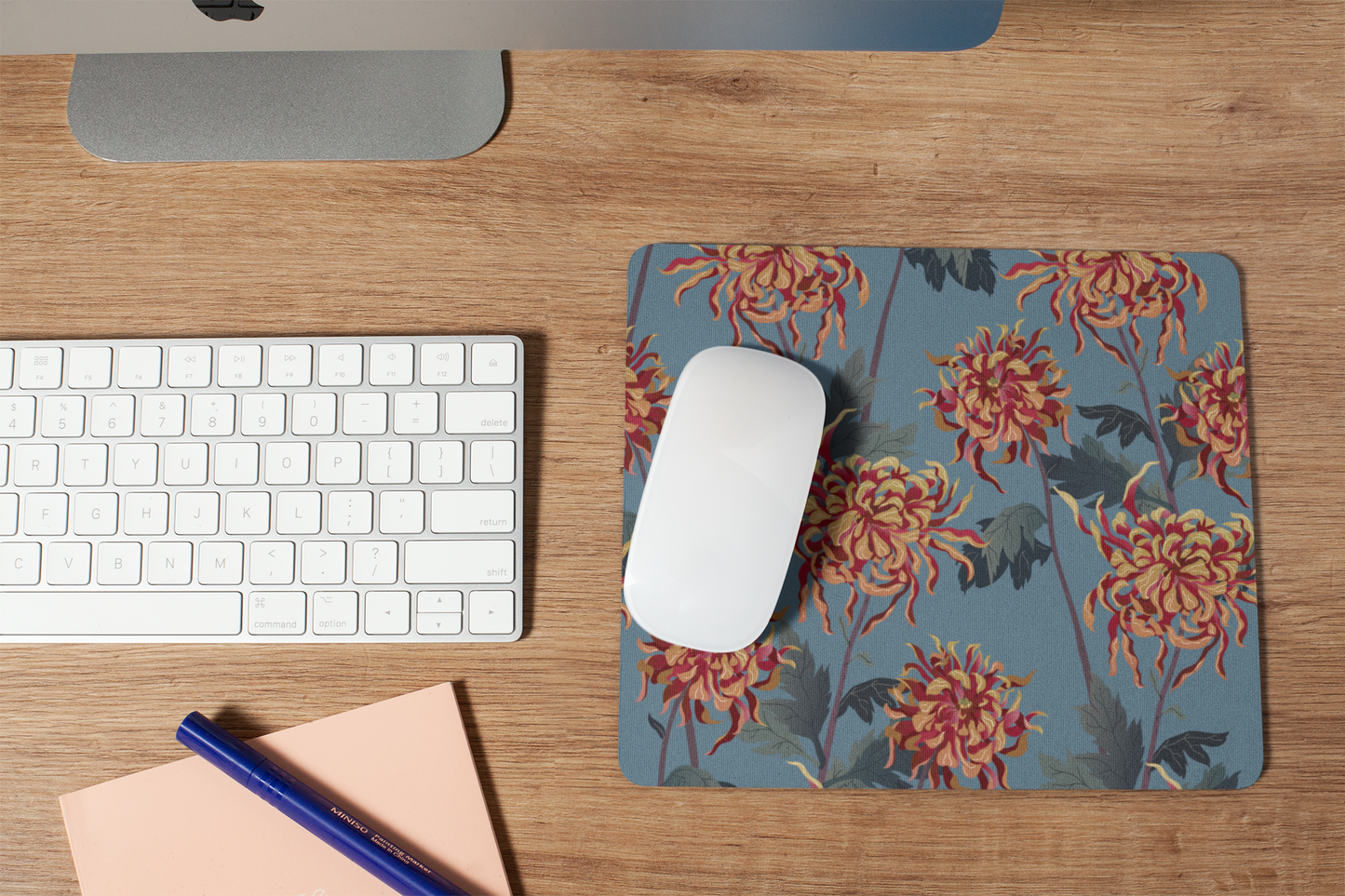 Blue Chrysanthemum Mouse Pad