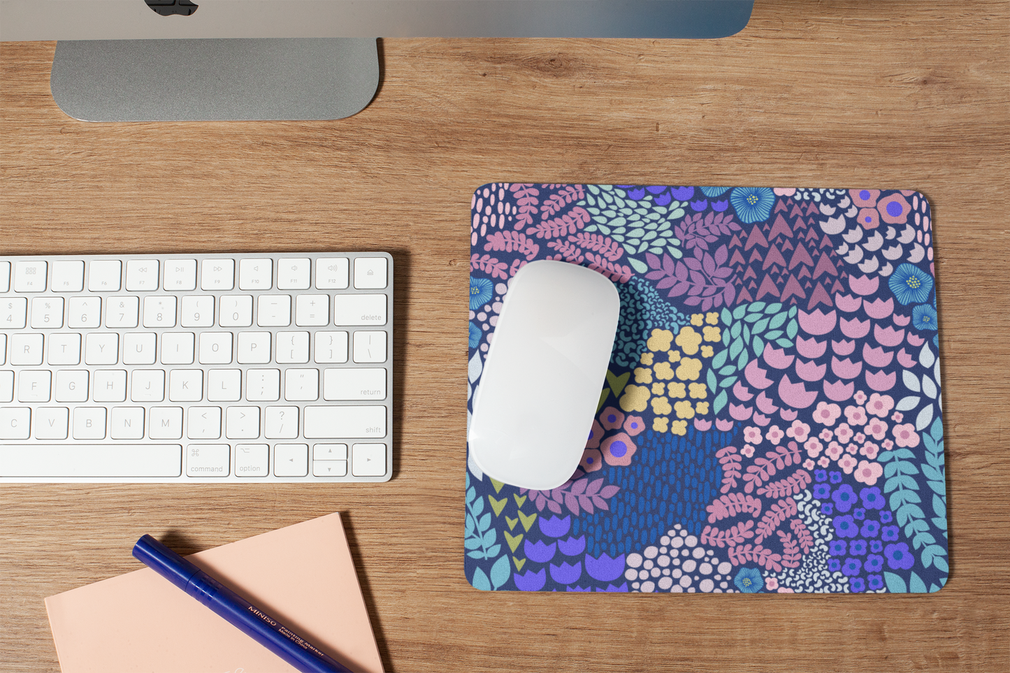 Blue Floral Mouse Pad