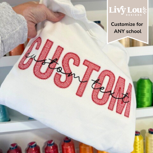 Custom Embroidered School Spirit Sweater