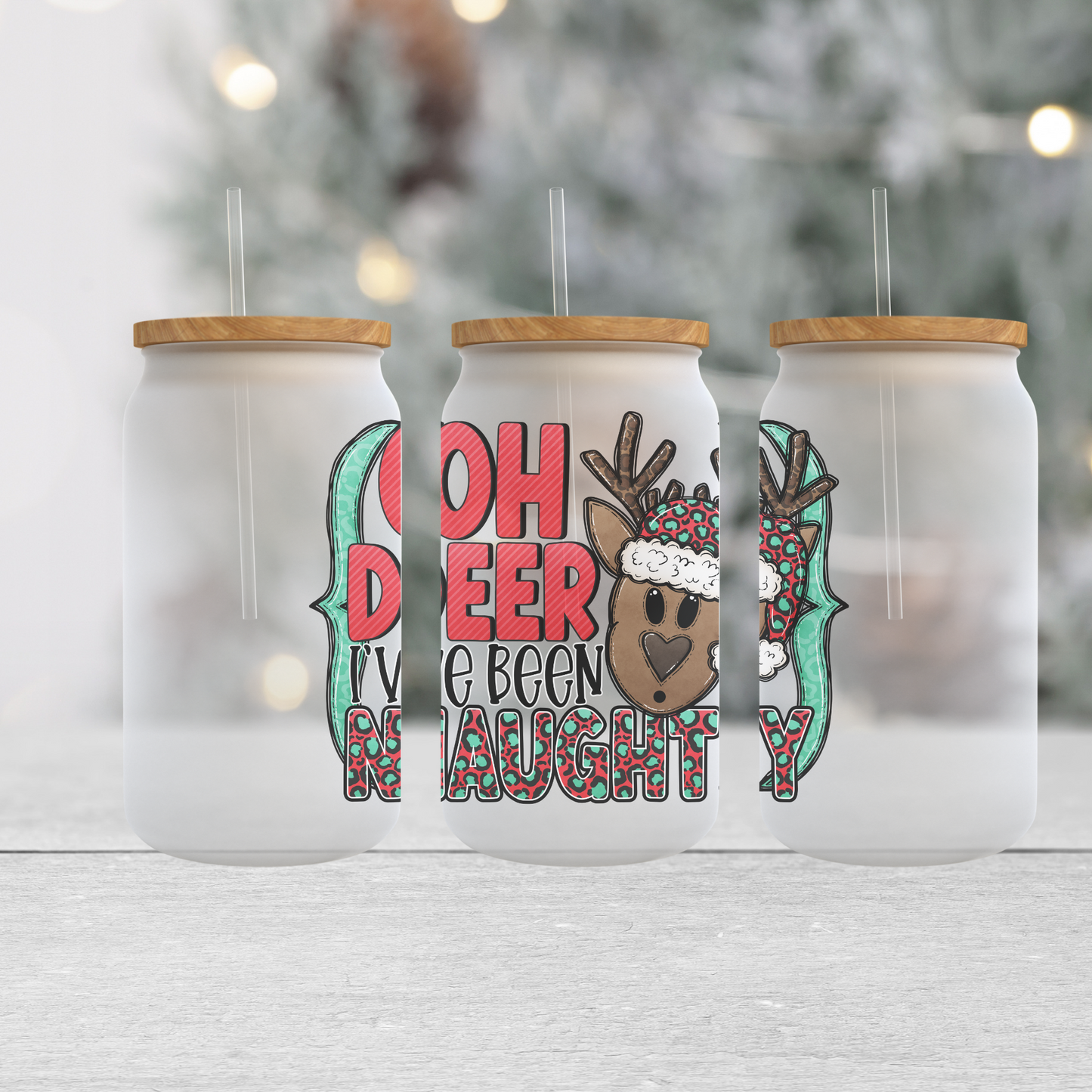 Oh Deer - Frosted Can Glass