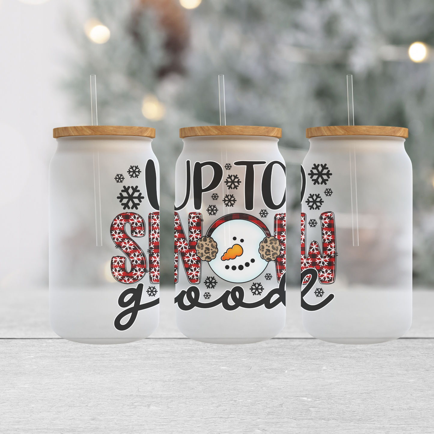 Up To Snow Good - Frosted Can Glass