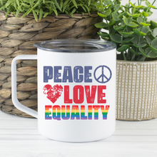Load image into Gallery viewer, Camping Mug | Peace Love Equality

