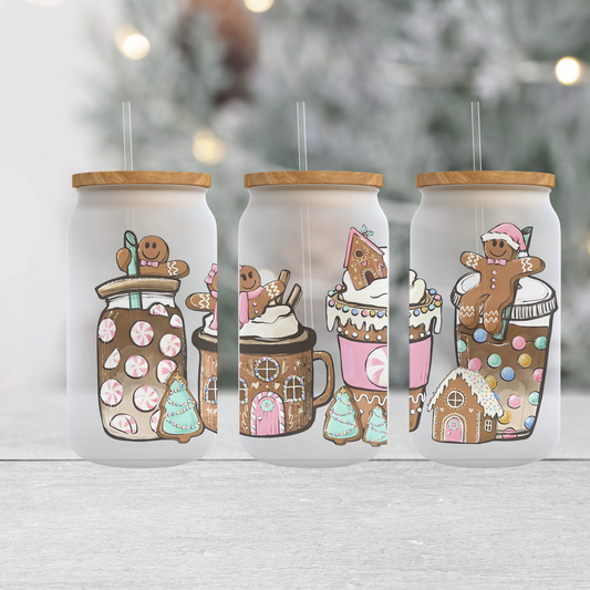 Pink Gingerbread - Frosted Can Glass