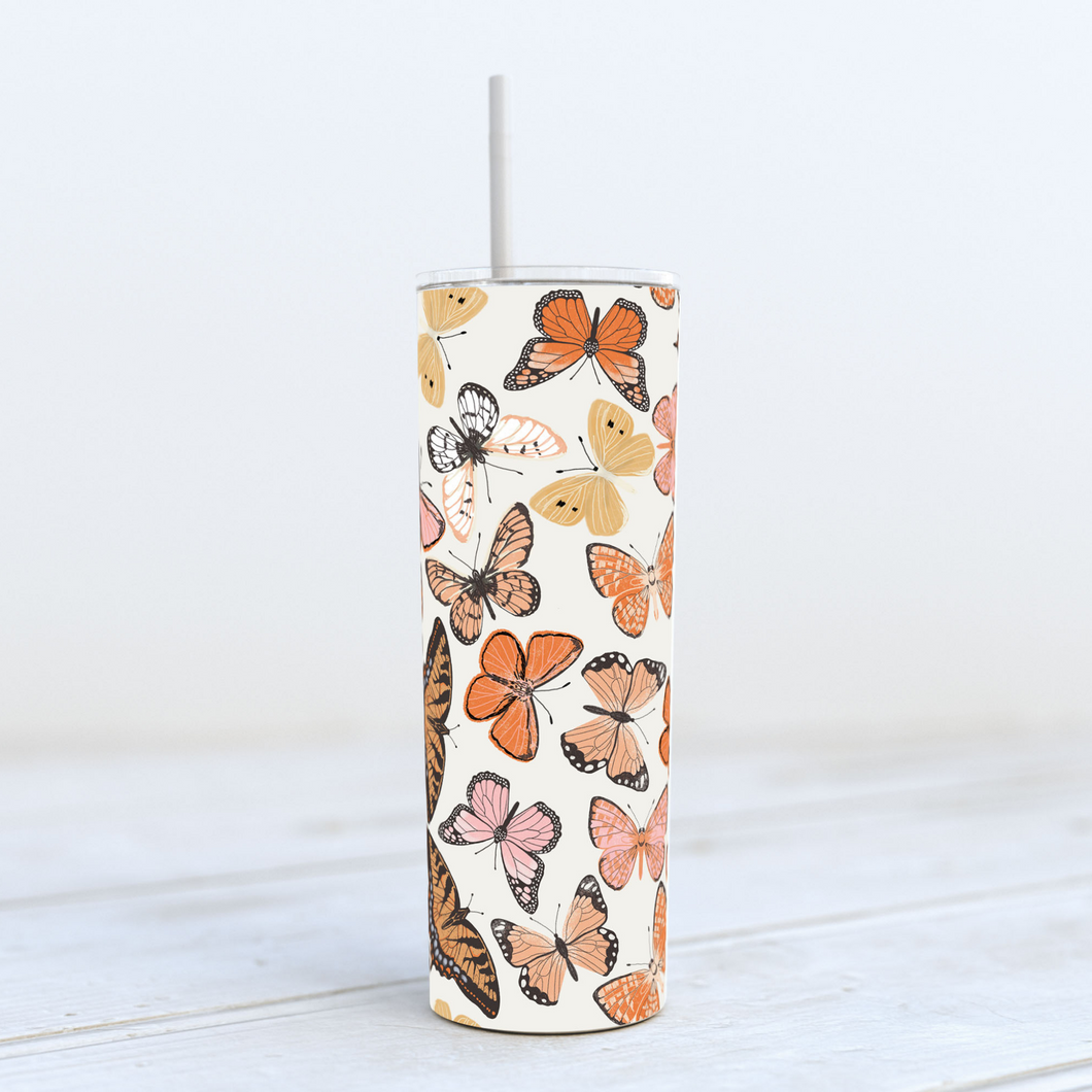 Thermal Tumbler 20oz - White Butterfly