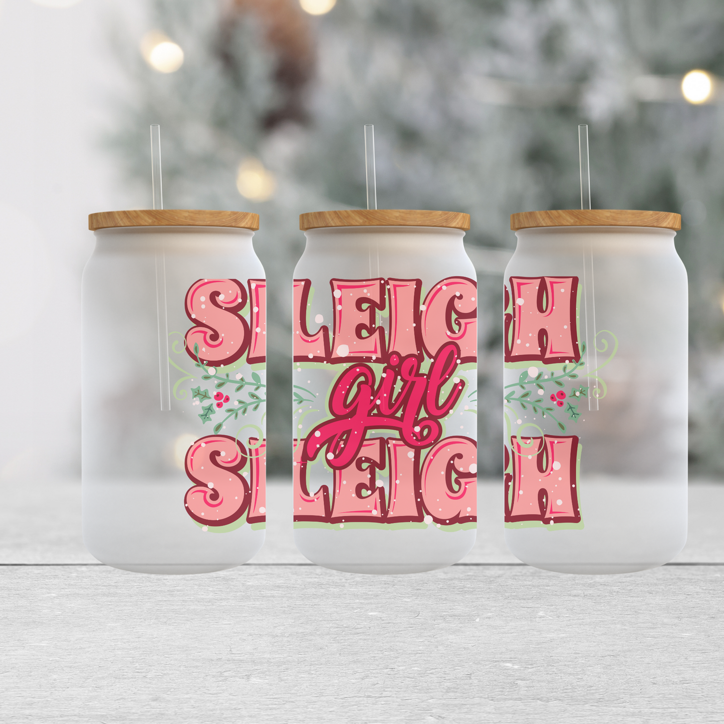 Sleigh Girl Sleigh - Frosted Can Glass