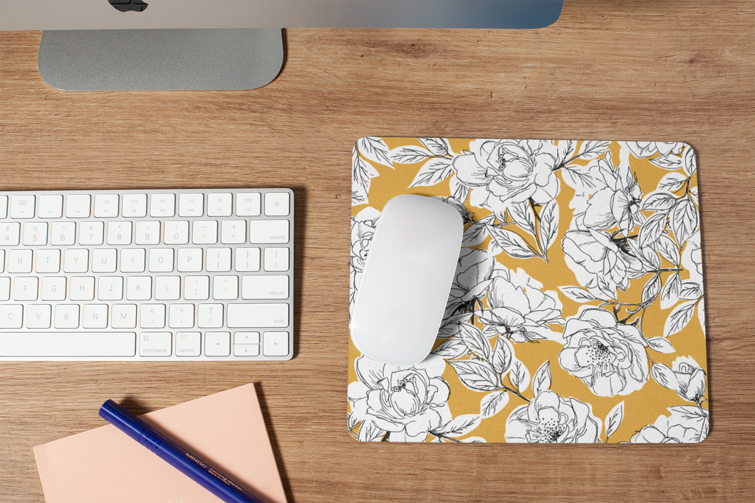 Mustard Floral Mouse Pad