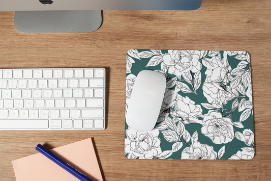 Teal Floral Mouse Pad