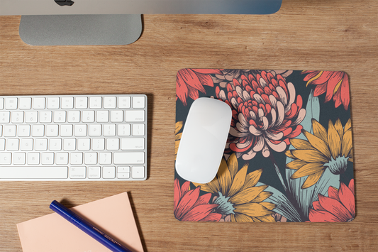 Navy Floral Mouse Pad